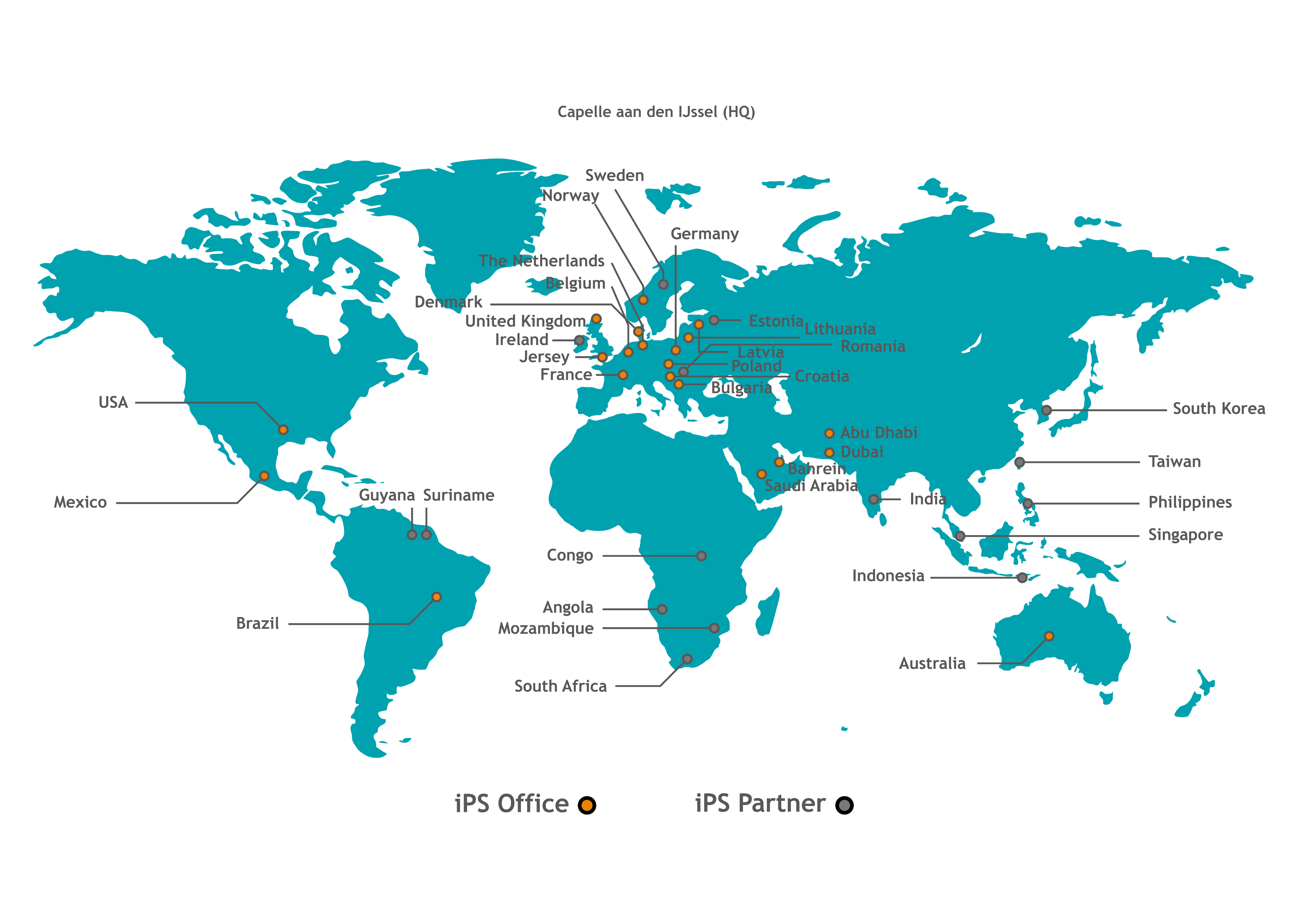 iPS Powerful People Offices and Partners worldmap white background